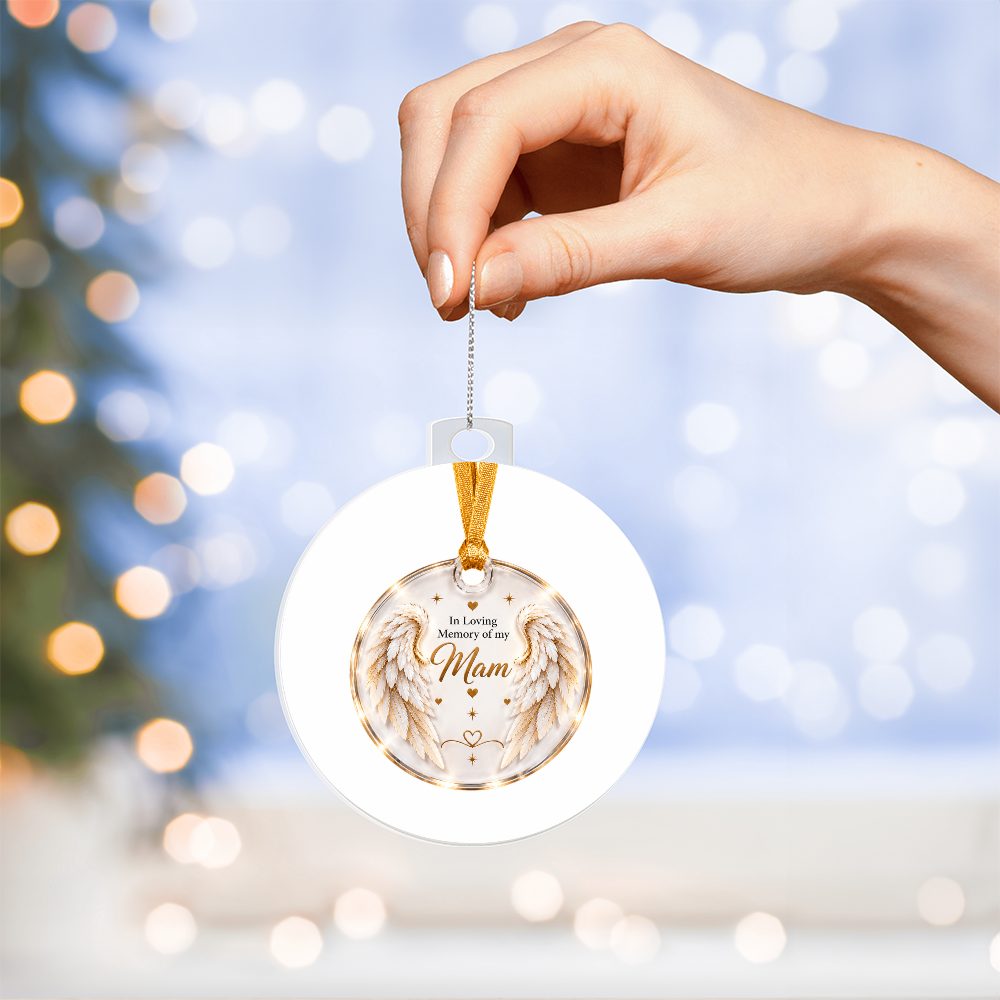 Mam Angel Wings Memorial Acrylic Christmas Tree Ornament