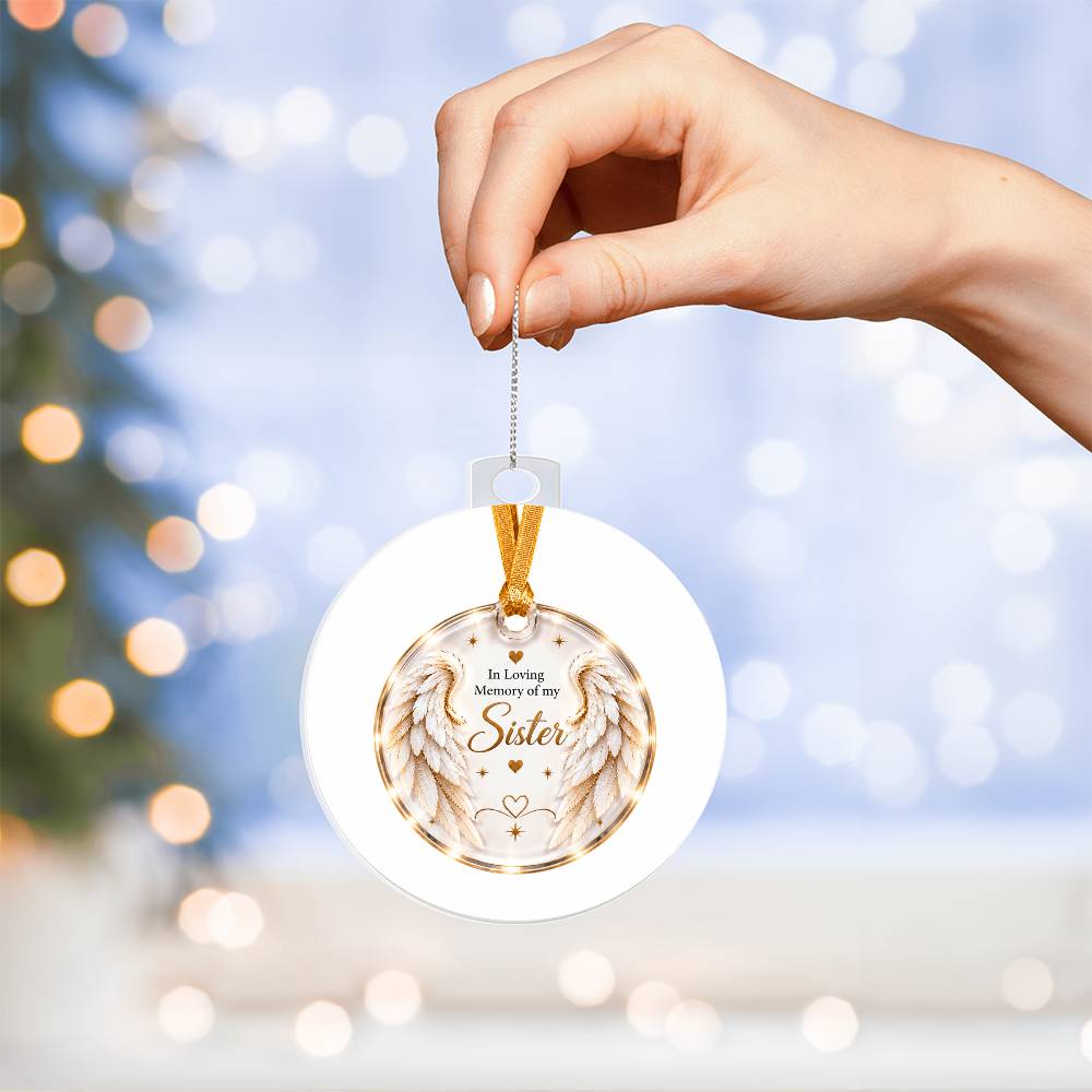 Sister Angel Wings Memorial Acrylic Christmas Tree Ornament