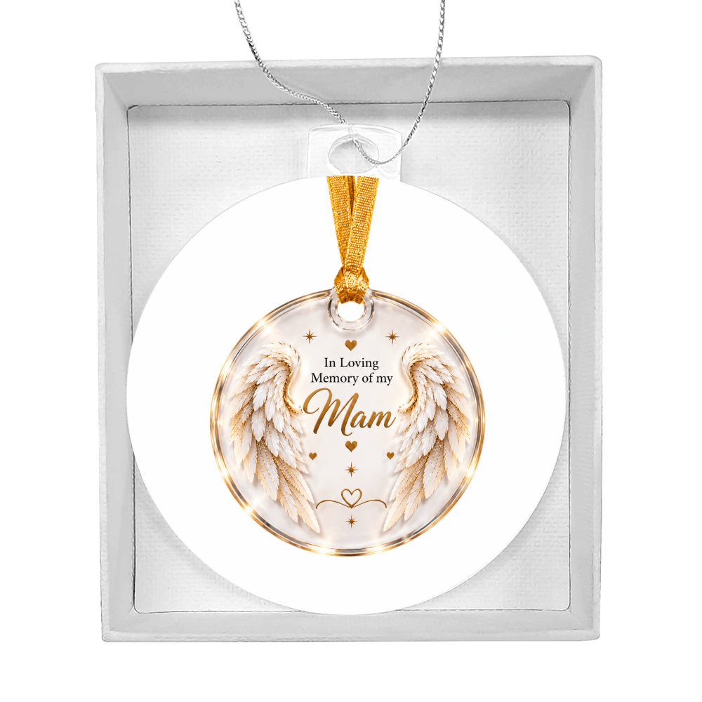 Mam Angel Wings Memorial Acrylic Christmas Tree Ornament