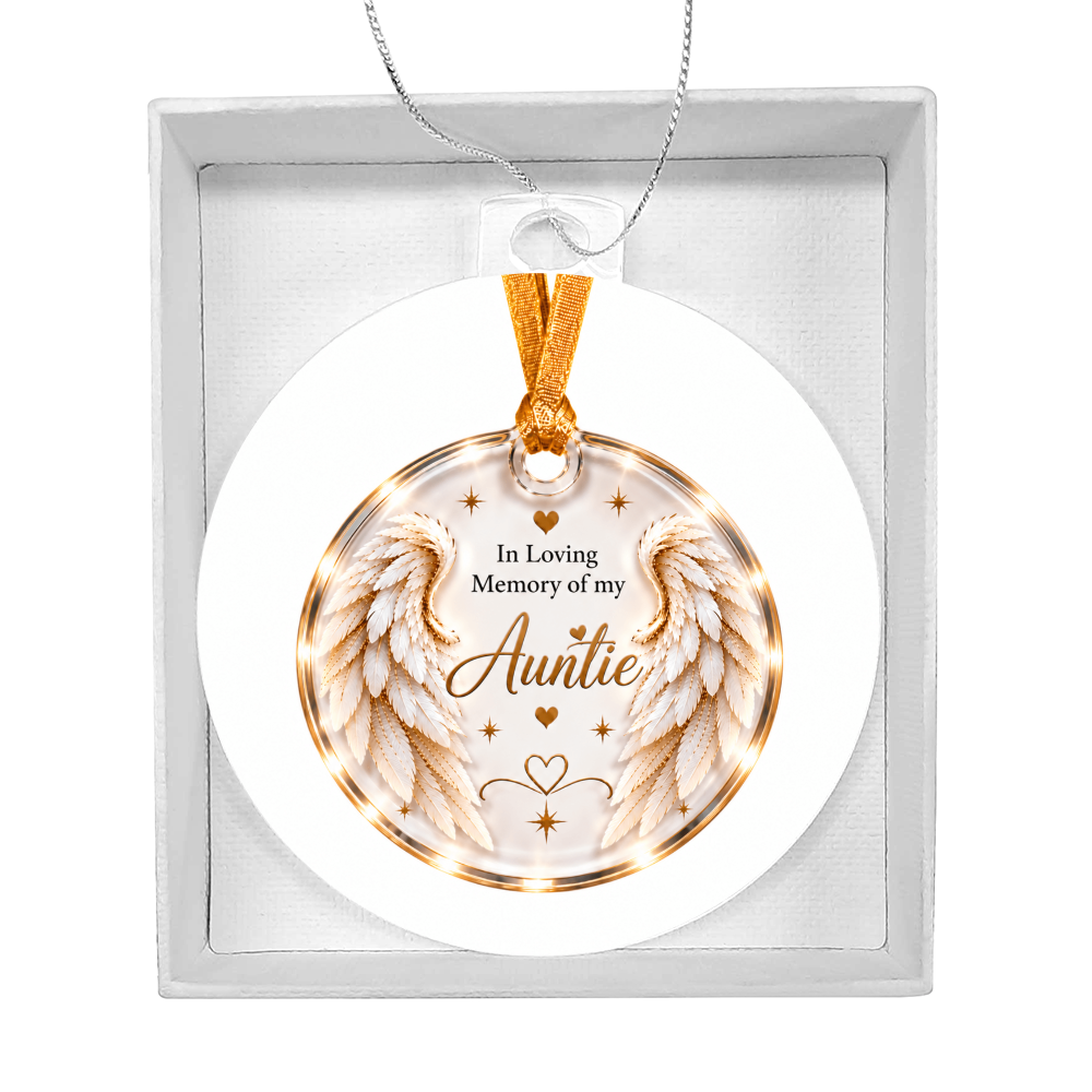 Auntie Angel Wings Memorial Acrylic Christmas Tree Ornament