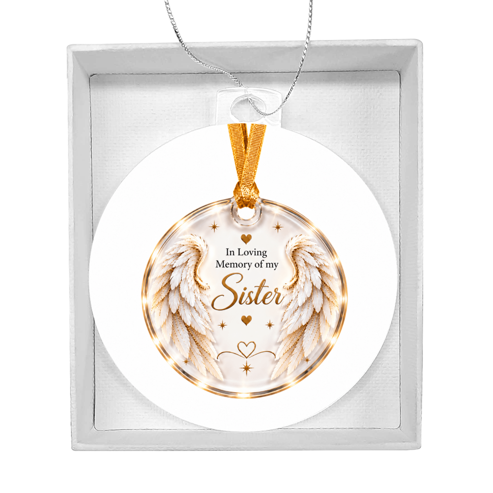 Sister Angel Wings Memorial Acrylic Christmas Tree Ornament