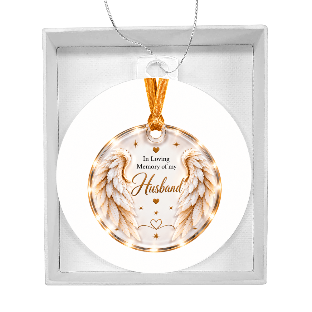 Husband Angel Wings Memorial Acrylic Christmas Tree Ornament