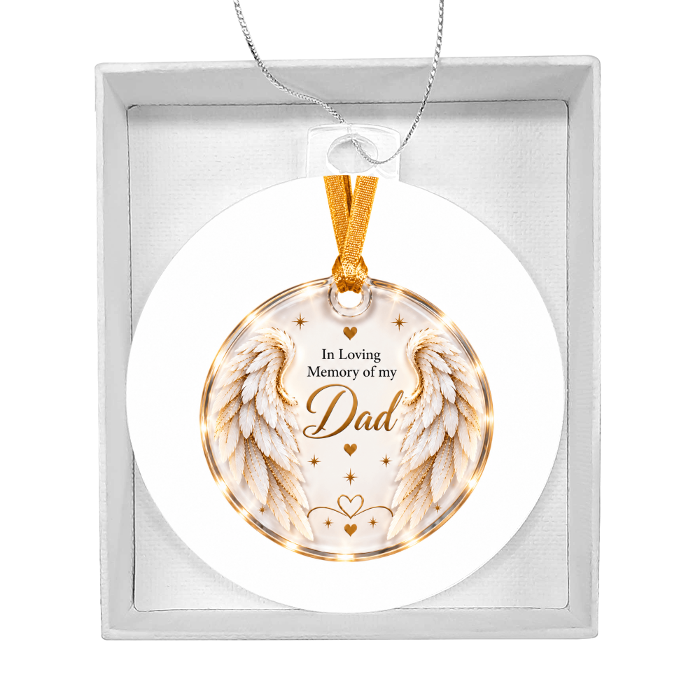 Dad Angel Wings Memorial Acrylic Christmas Tree Ornament