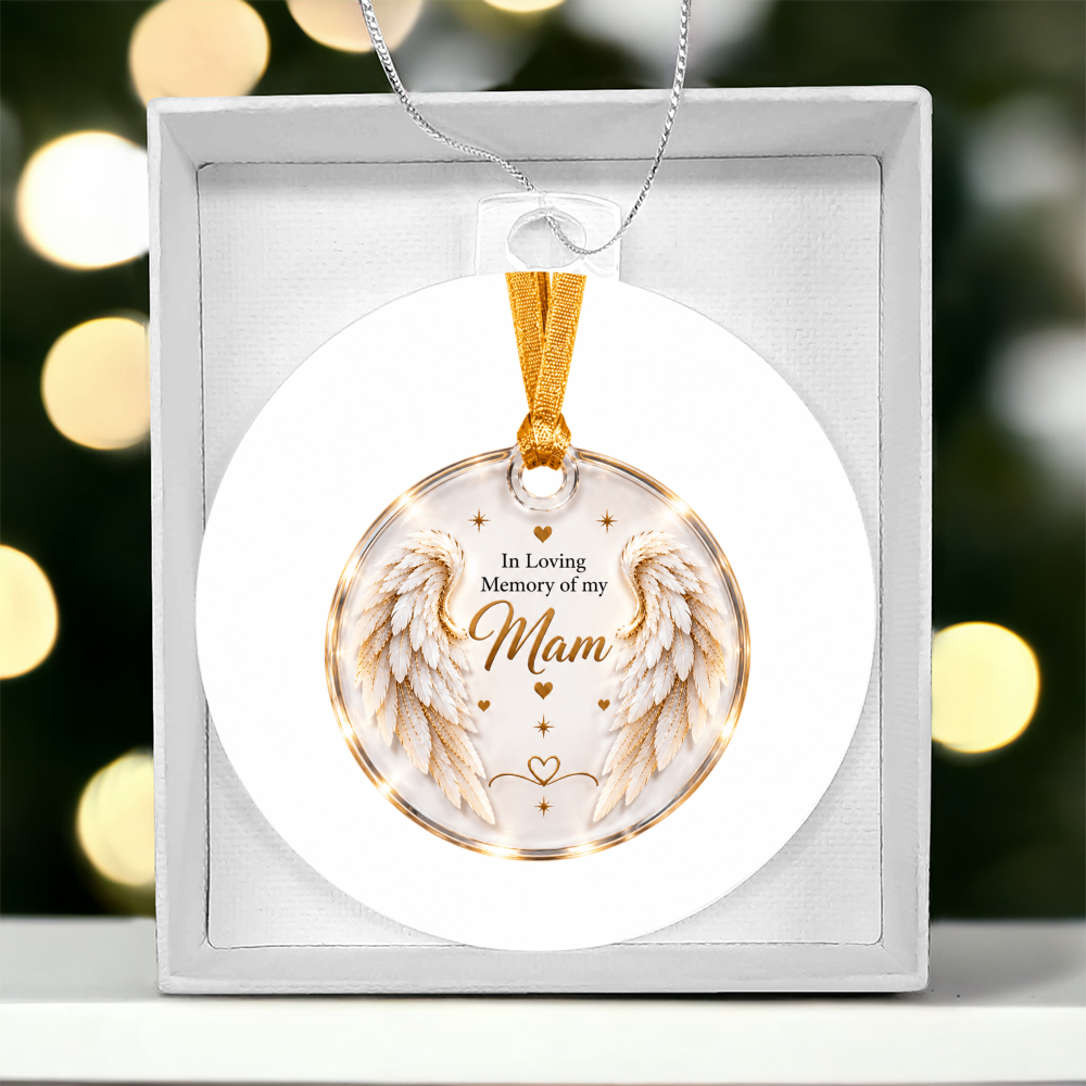 Mam Angel Wings Memorial Acrylic Christmas Tree Ornament