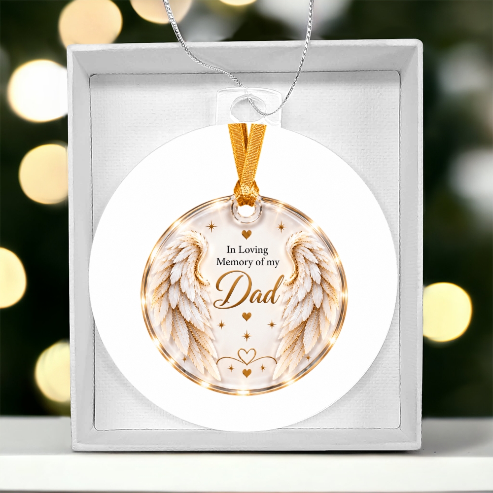 Dad Angel Wings Memorial Acrylic Christmas Tree Ornament