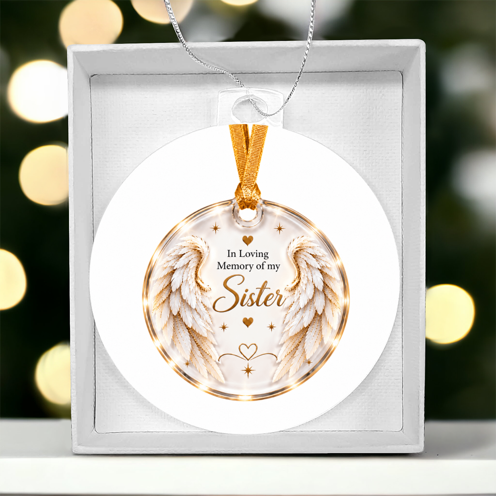 Sister Angel Wings Memorial Acrylic Christmas Tree Ornament