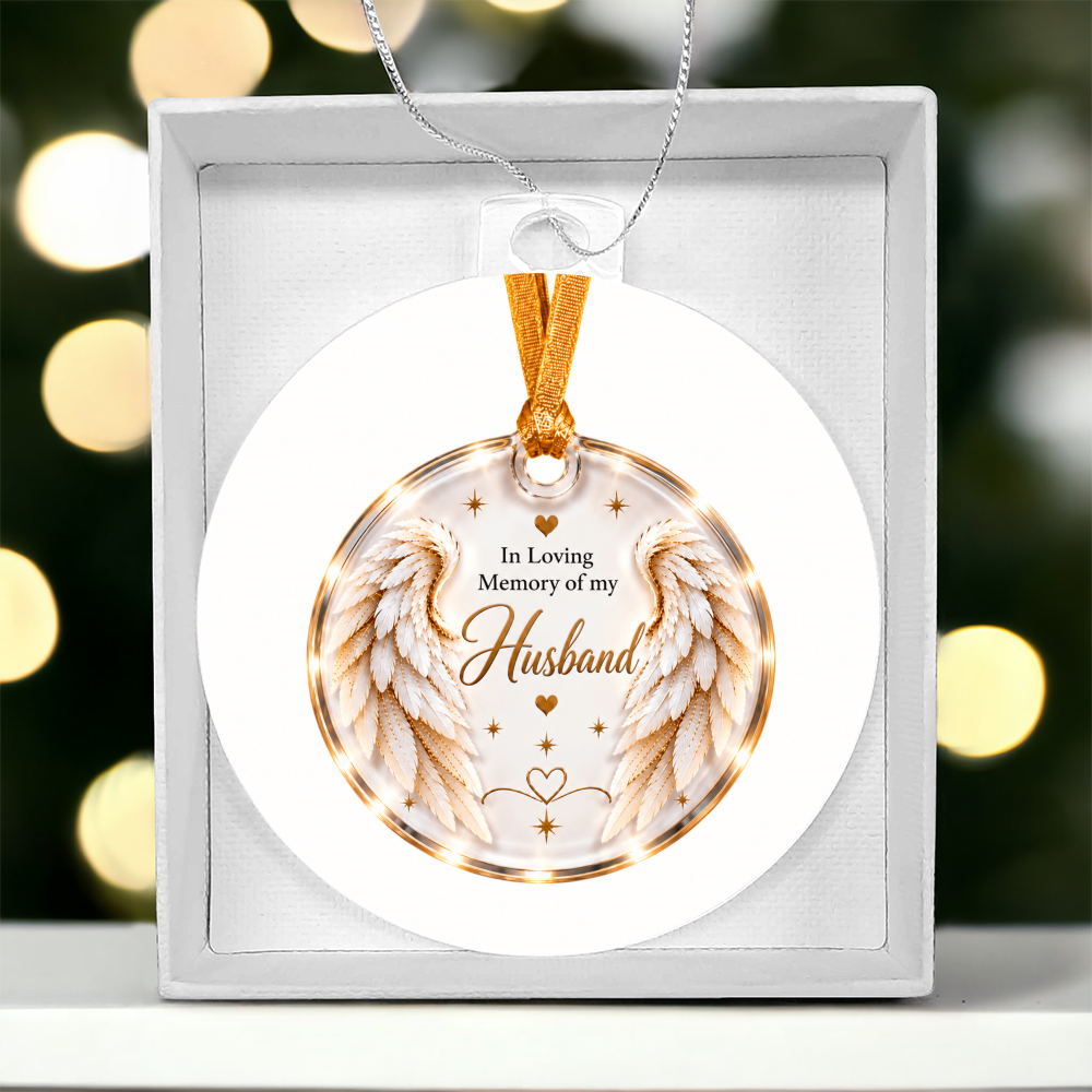 Husband Angel Wings Memorial Acrylic Christmas Tree Ornament