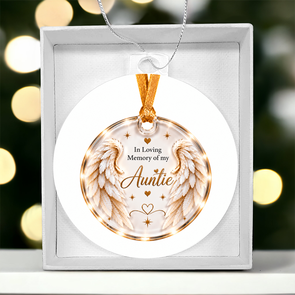 Auntie Angel Wings Memorial Acrylic Christmas Tree Ornament