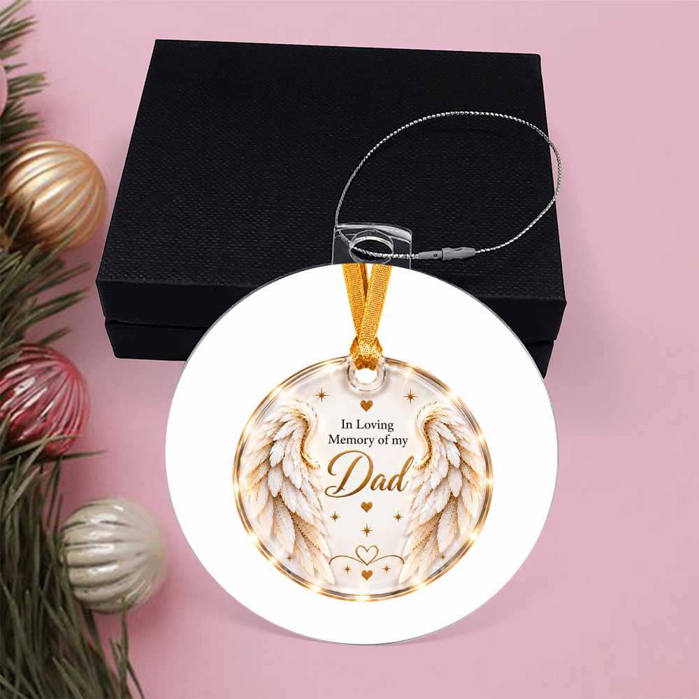 Dad Angel Wings Memorial Acrylic Christmas Tree Ornament