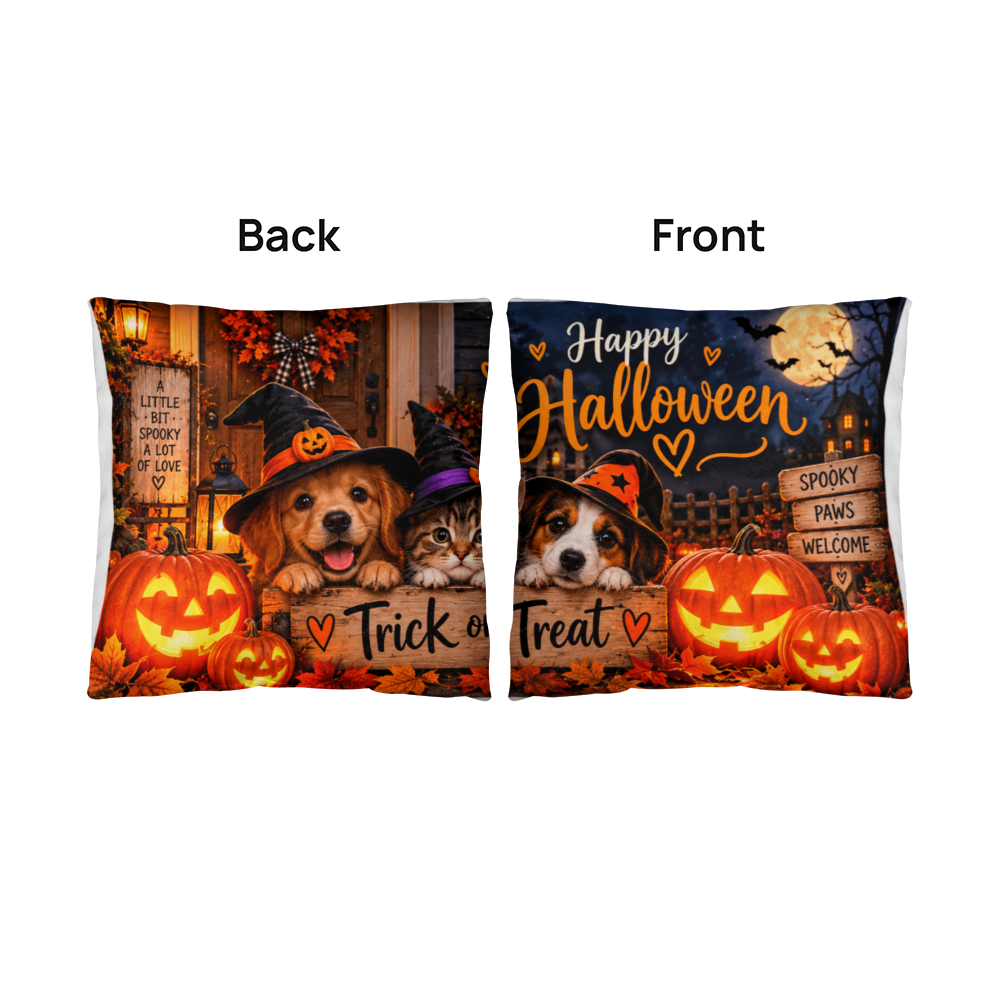 Halloween Pillow 35 x 56 cm – Spooky Pumpkin & Trick or Treat Cushion