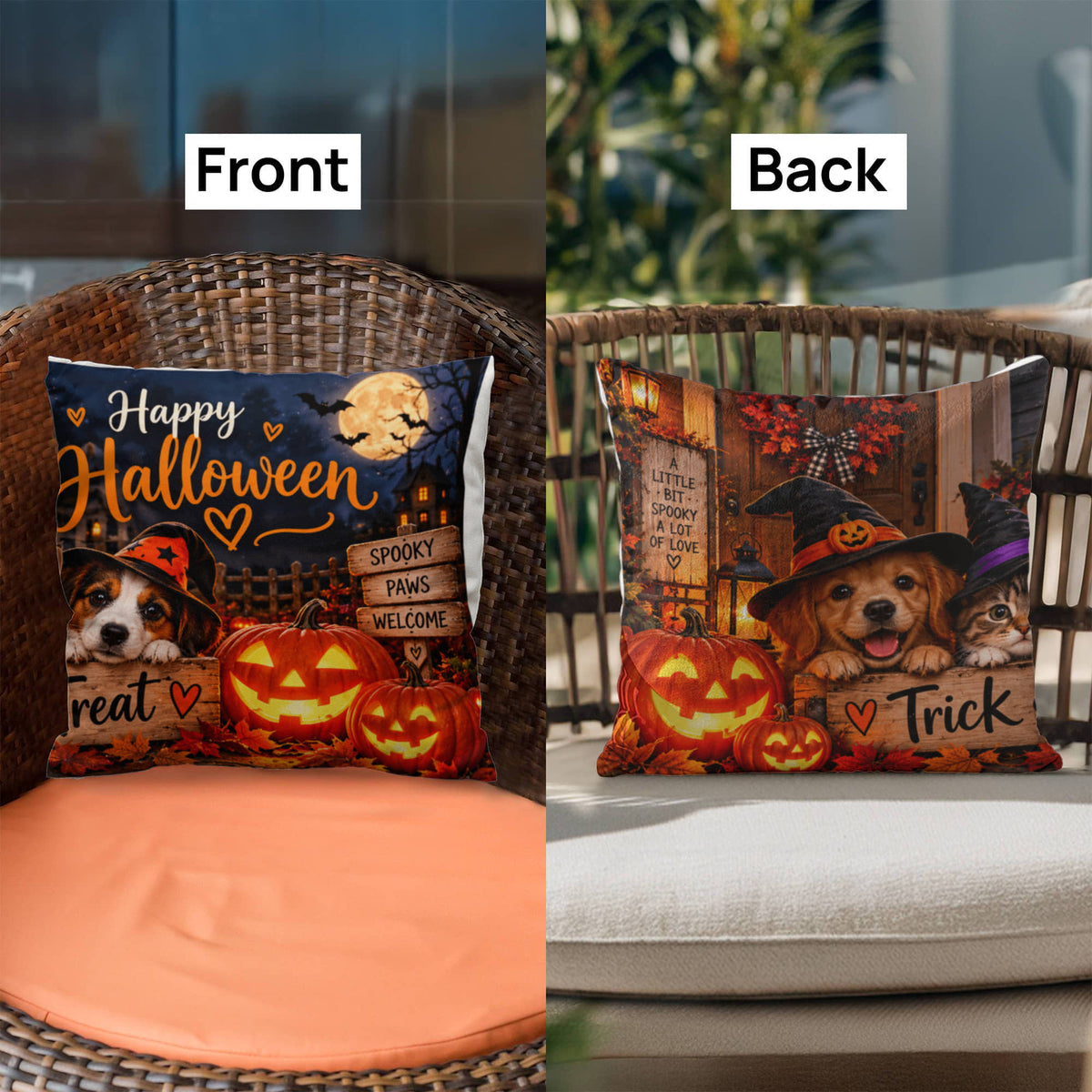 Halloween Pillow 35 x 56 cm – Spooky Pumpkin & Trick or Treat Cushion