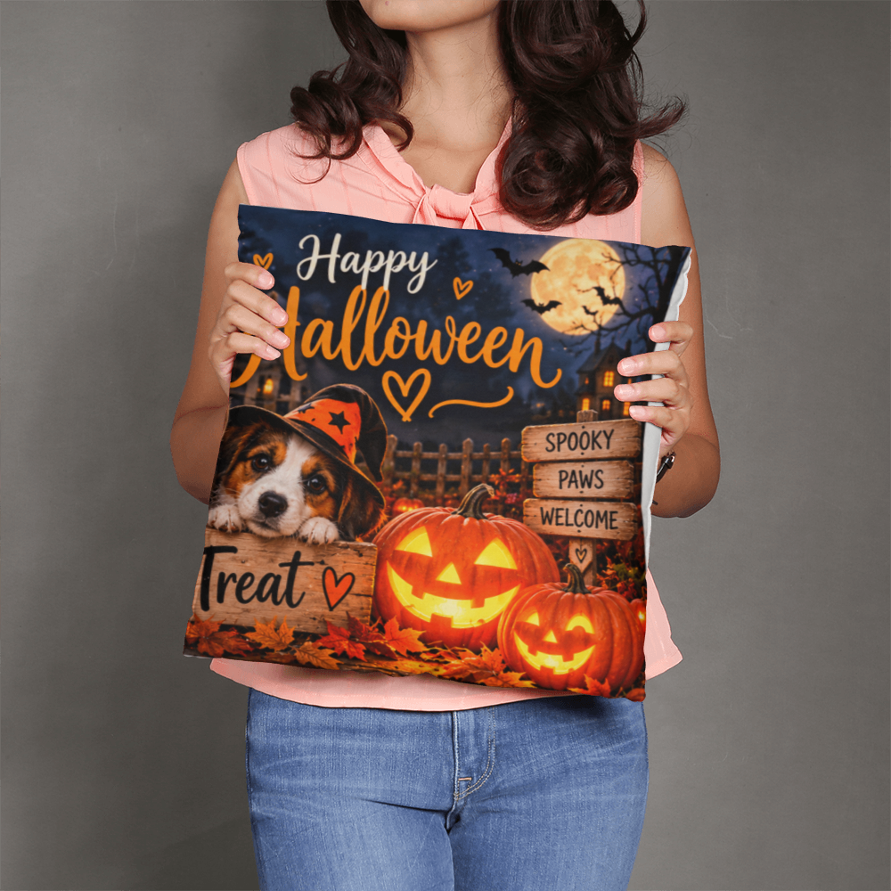 Halloween Pillow 35 x 56 cm – Spooky Pumpkin & Trick or Treat Cushion