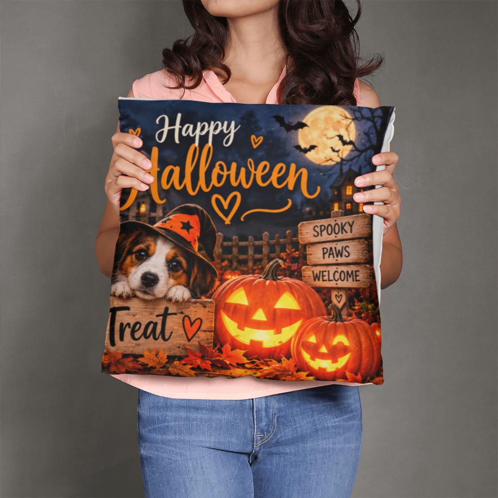 Halloween Pillow 35 x 56 cm – Spooky Pumpkin & Trick or Treat Cushion