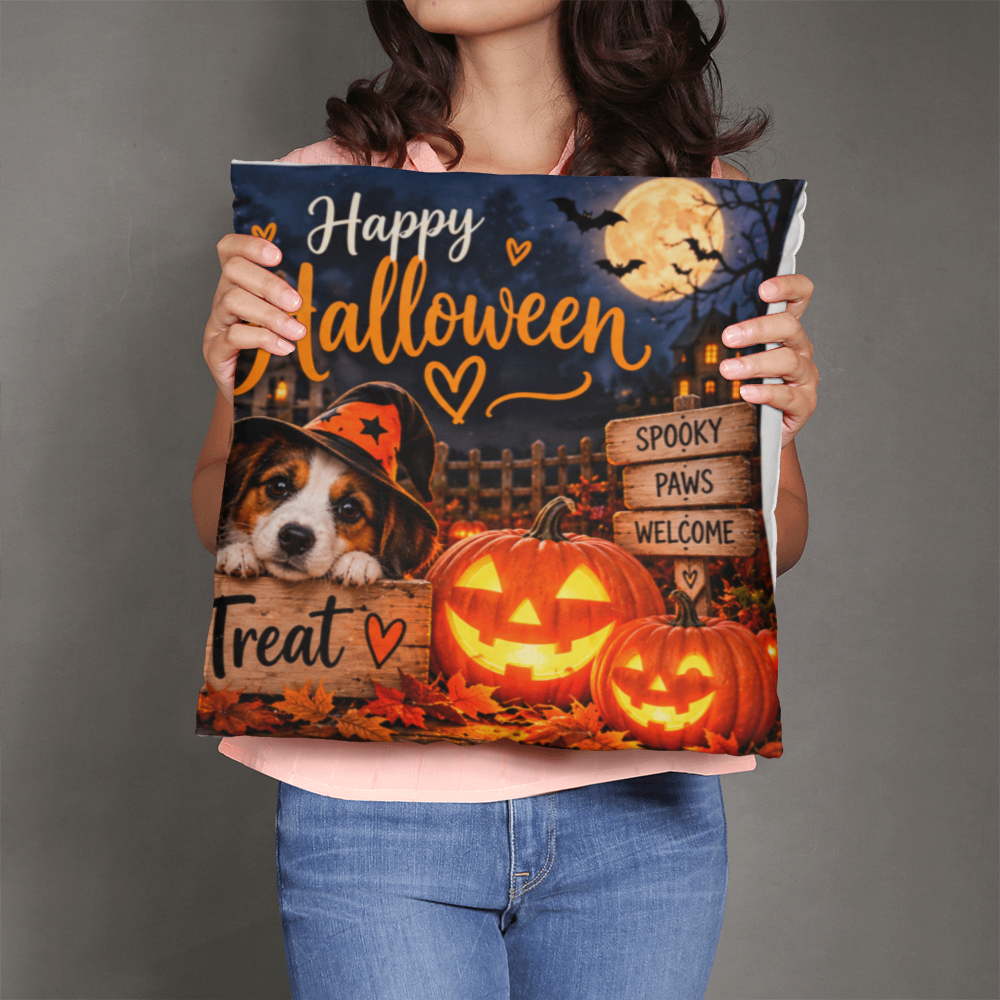 Halloween Pillow 35 x 56 cm – Spooky Pumpkin & Trick or Treat Cushion