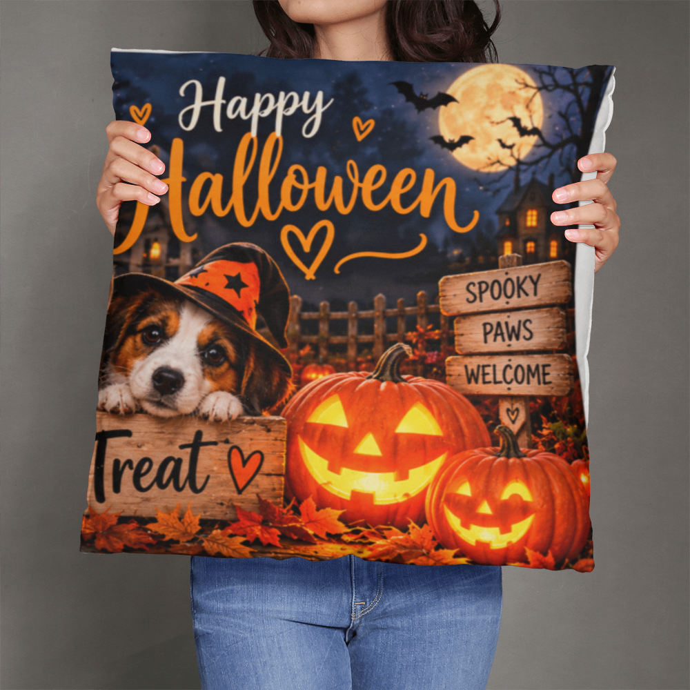 Halloween Pillow 35 x 56 cm – Spooky Pumpkin & Trick or Treat Cushion