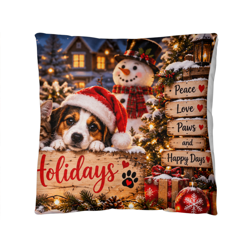 Happy Holidays Christmas Cushion – Festive Holiday Home Décor