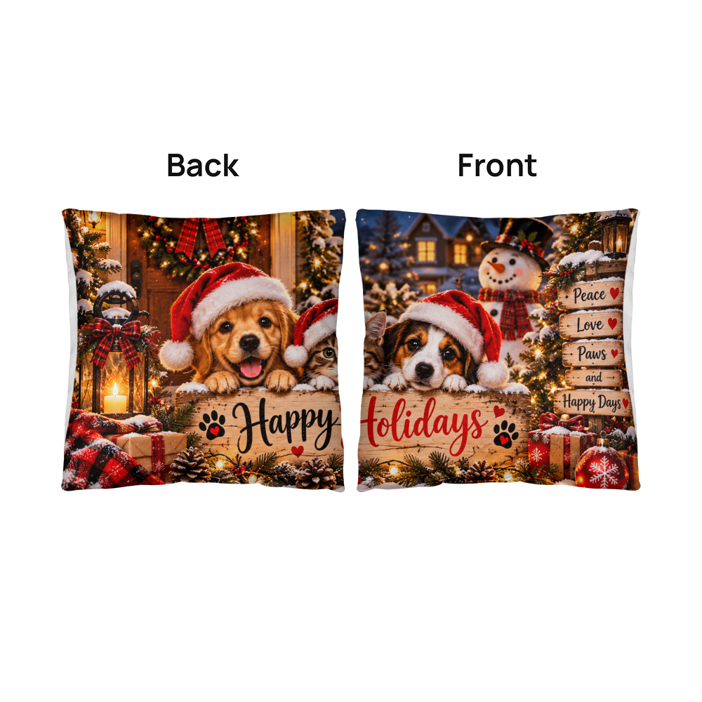 Happy Holidays Christmas Cushion – Festive Holiday Home Décor