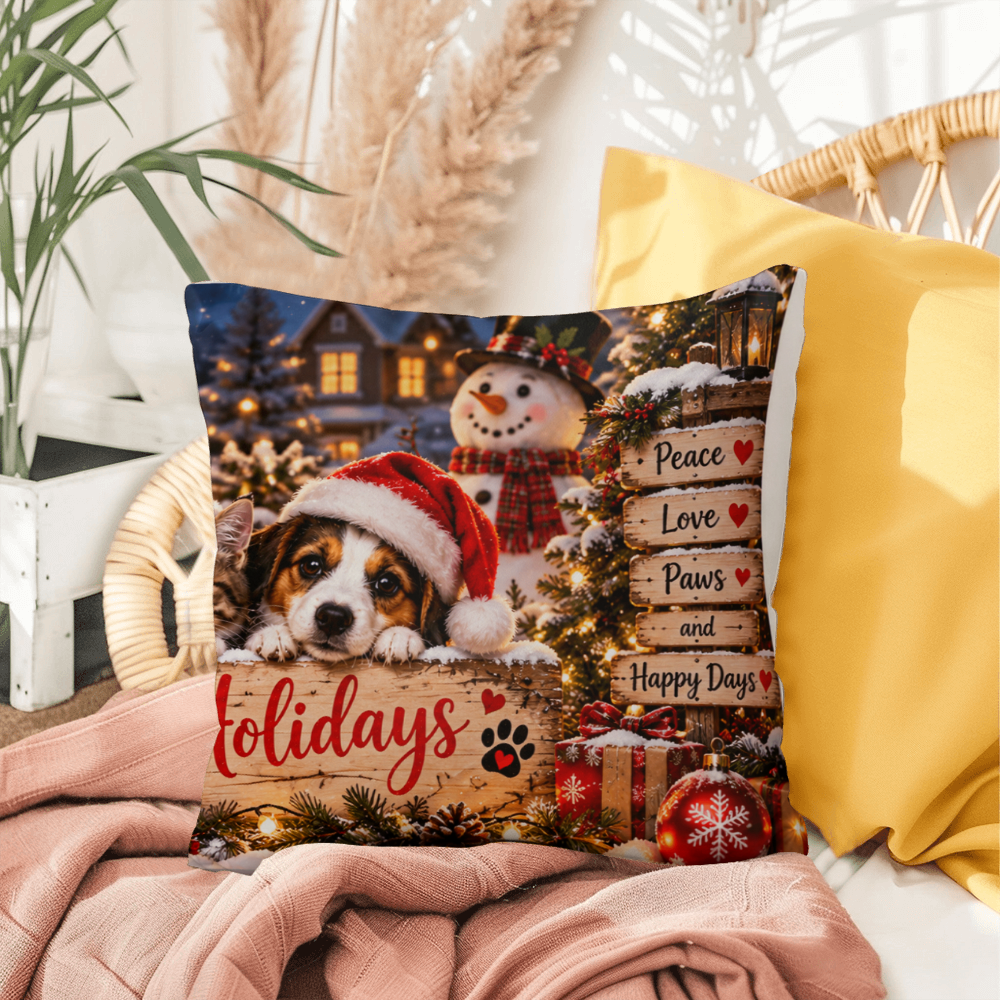 Happy Holidays Christmas Cushion – Festive Holiday Home Décor