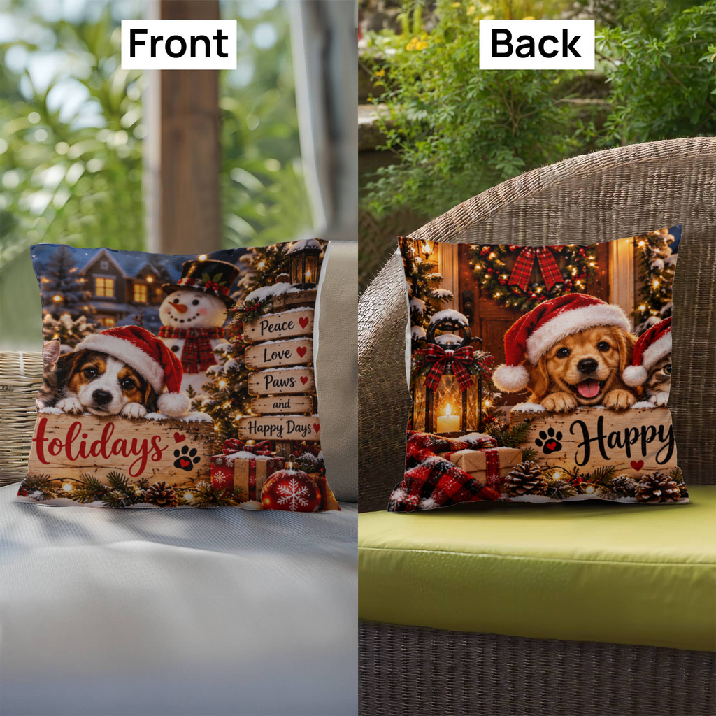 Happy Holidays Christmas Cushion – Festive Holiday Home Décor