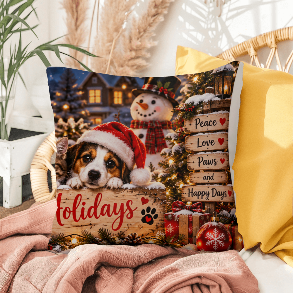 Happy Holidays Christmas Cushion – Festive Holiday Home Décor