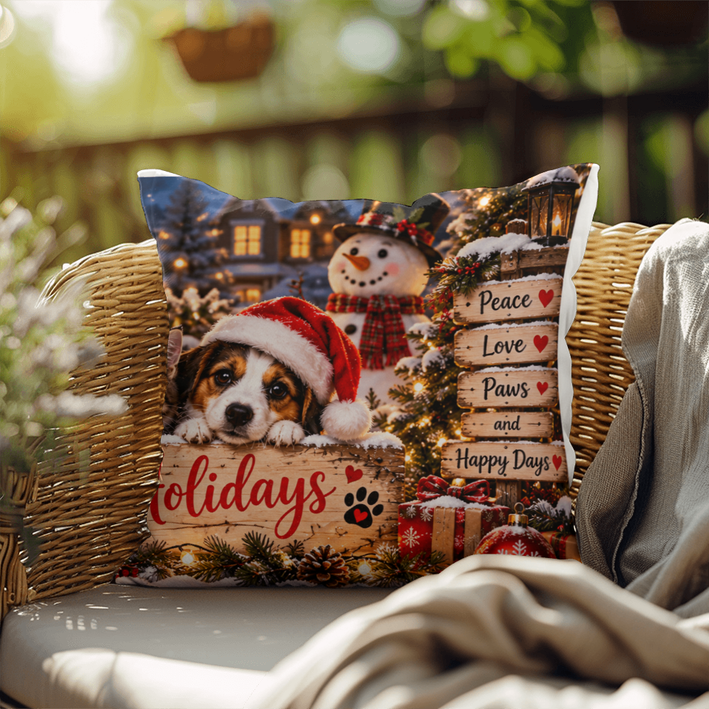 Happy Holidays Christmas Cushion – Festive Holiday Home Décor
