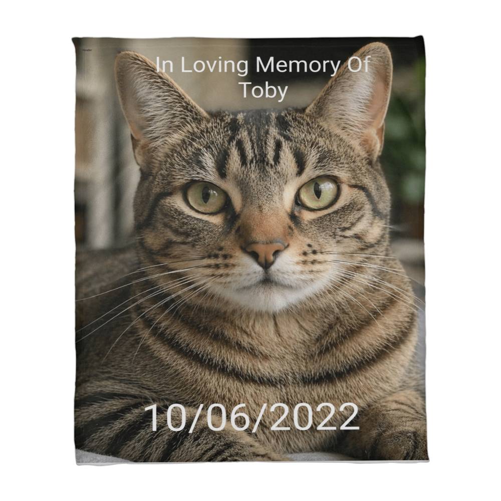 Personalized Cat Memorial Blanket – Custom Pet Loss Keepsake Gift