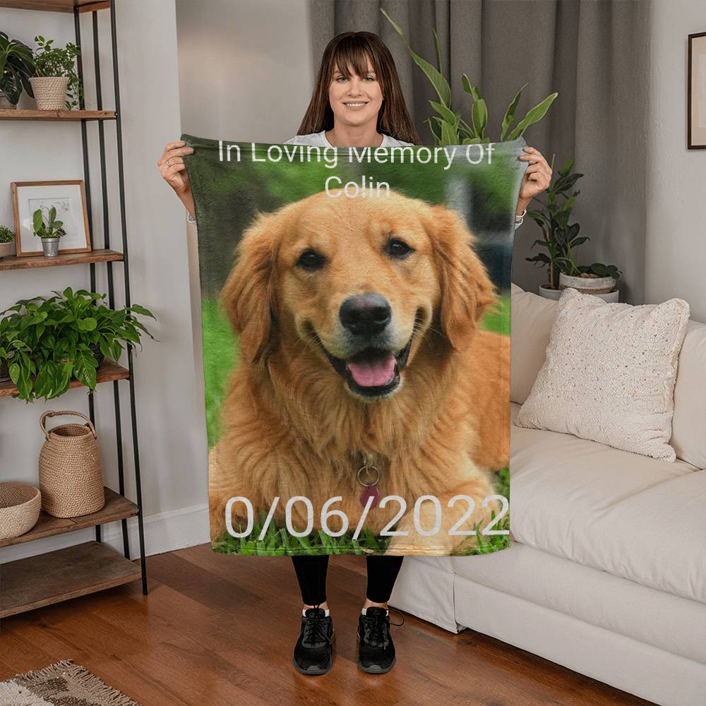 Personalized Dog Memorial Blanket – Custom Pet Loss Keepsake Gift