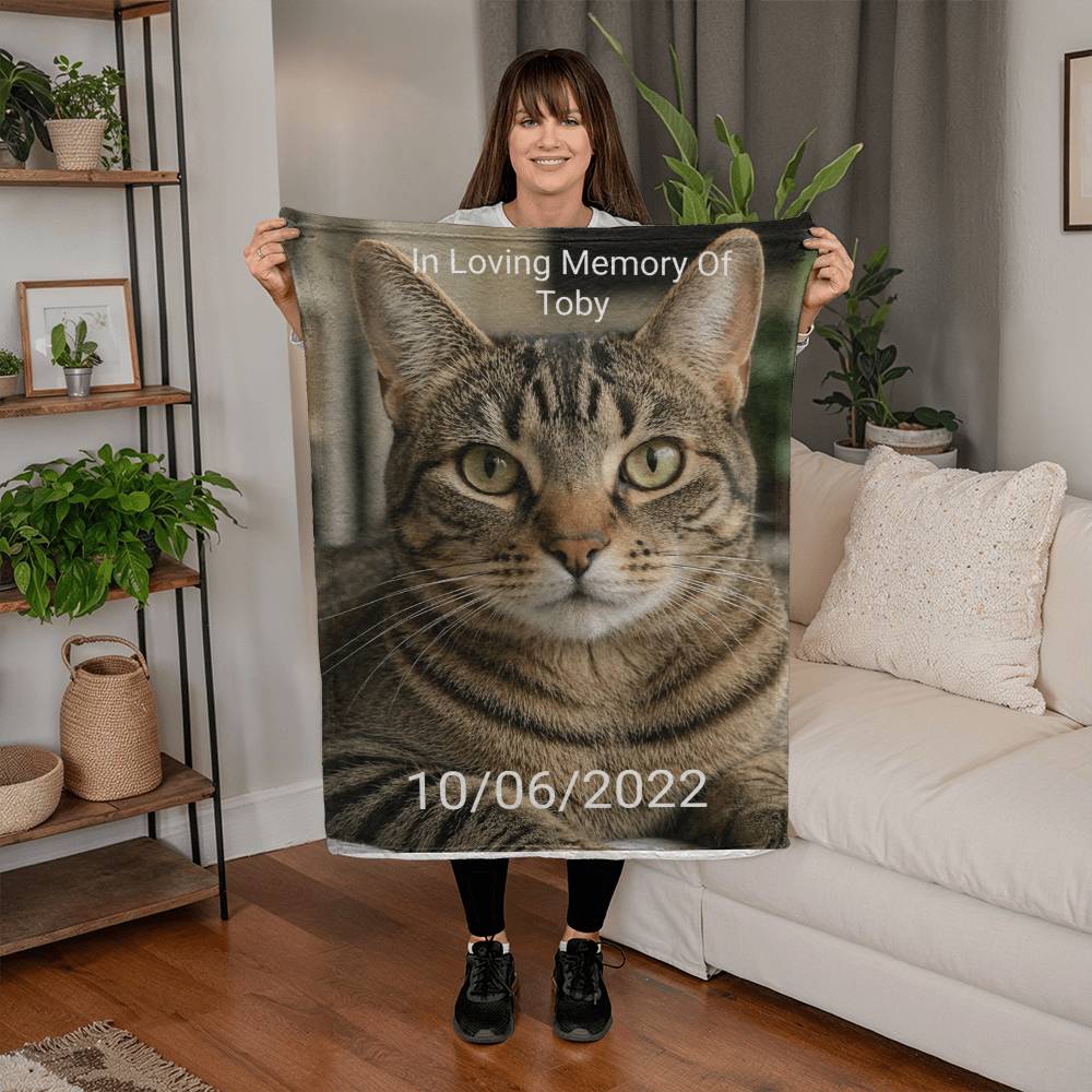 Personalized Cat Memorial Blanket – Custom Pet Loss Keepsake Gift