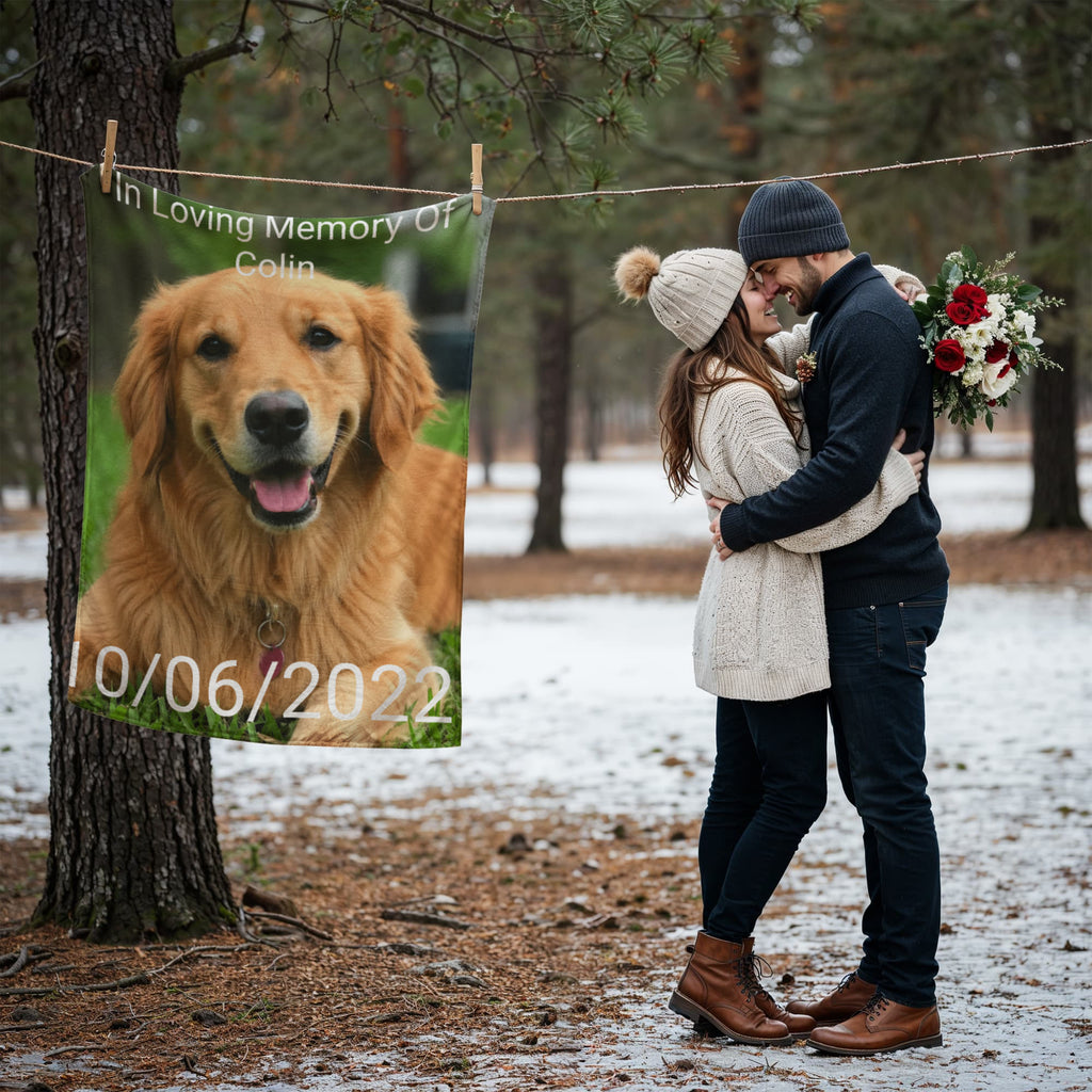 Personalized Dog Memorial Blanket – Custom Pet Loss Keepsake Gift