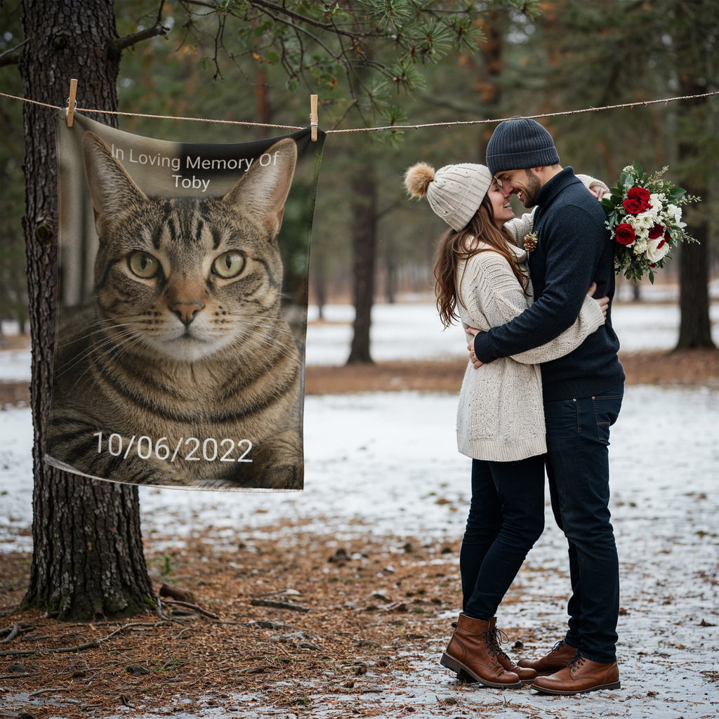 Personalized Cat Memorial Blanket – Custom Pet Loss Keepsake Gift