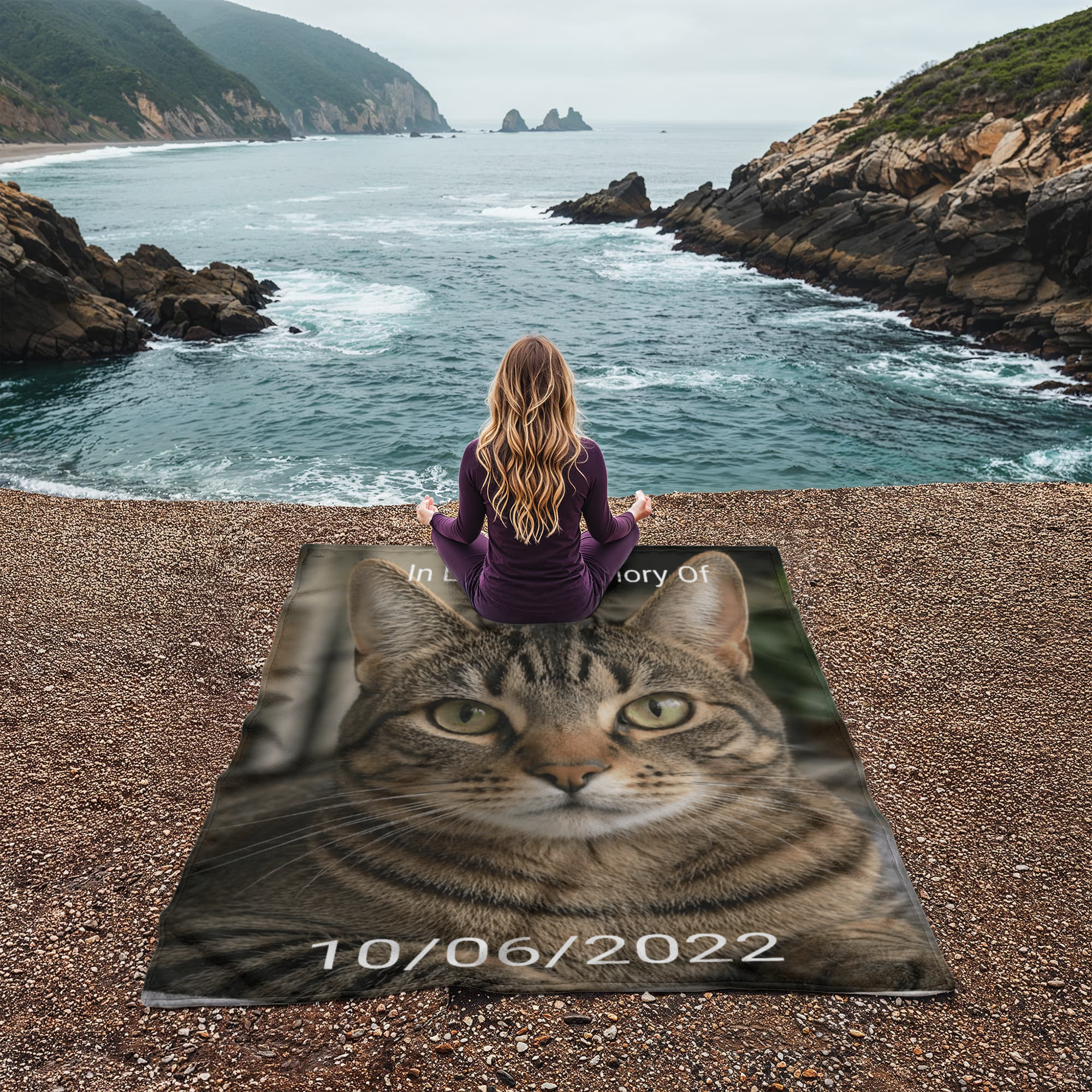 Personalized Cat Memorial Blanket – Custom Pet Loss Keepsake Gift