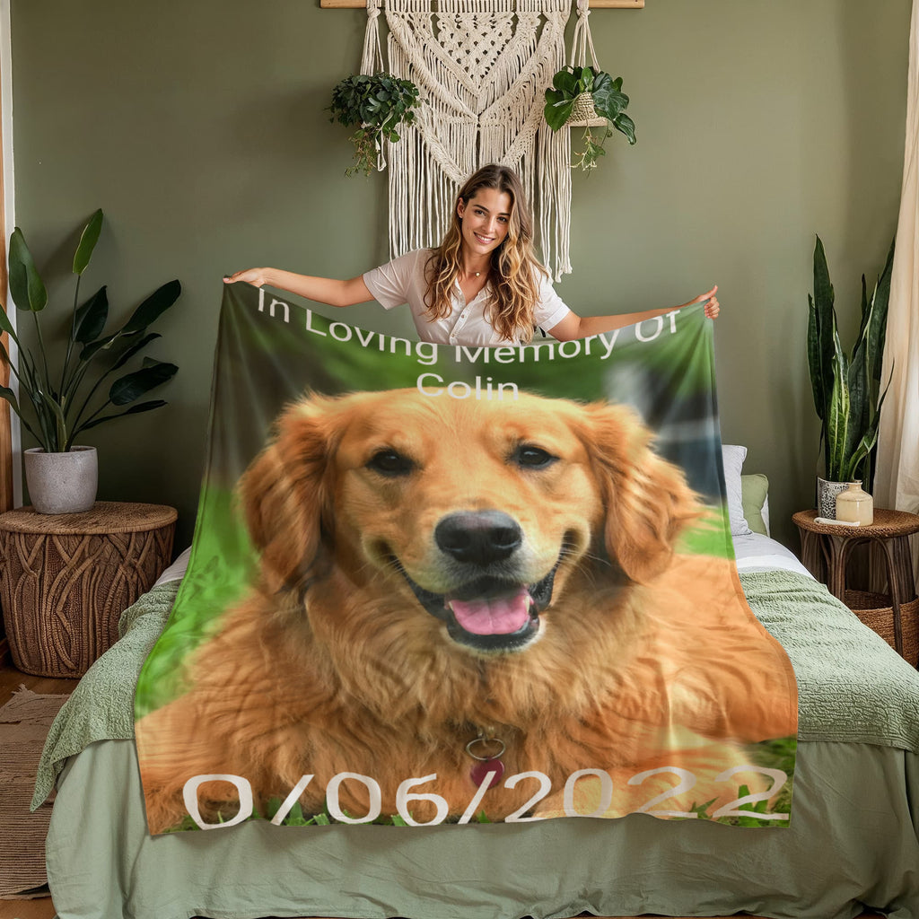 Personalized Dog Memorial Blanket – Custom Pet Loss Keepsake Gift