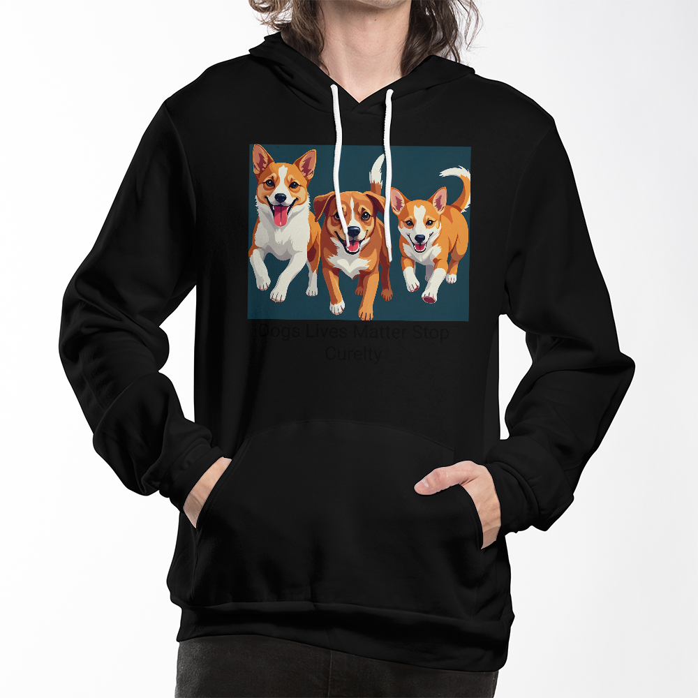 Dogs Lives Matter Unisex Hoodie – Front Print Anti-Cruelty Sweatshirt
