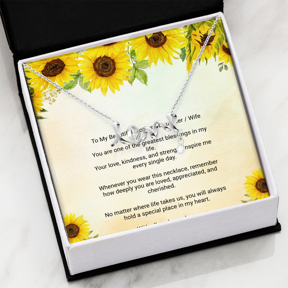 Scripted Love Necklace with Message Card for Mother, Daughter, or Wife