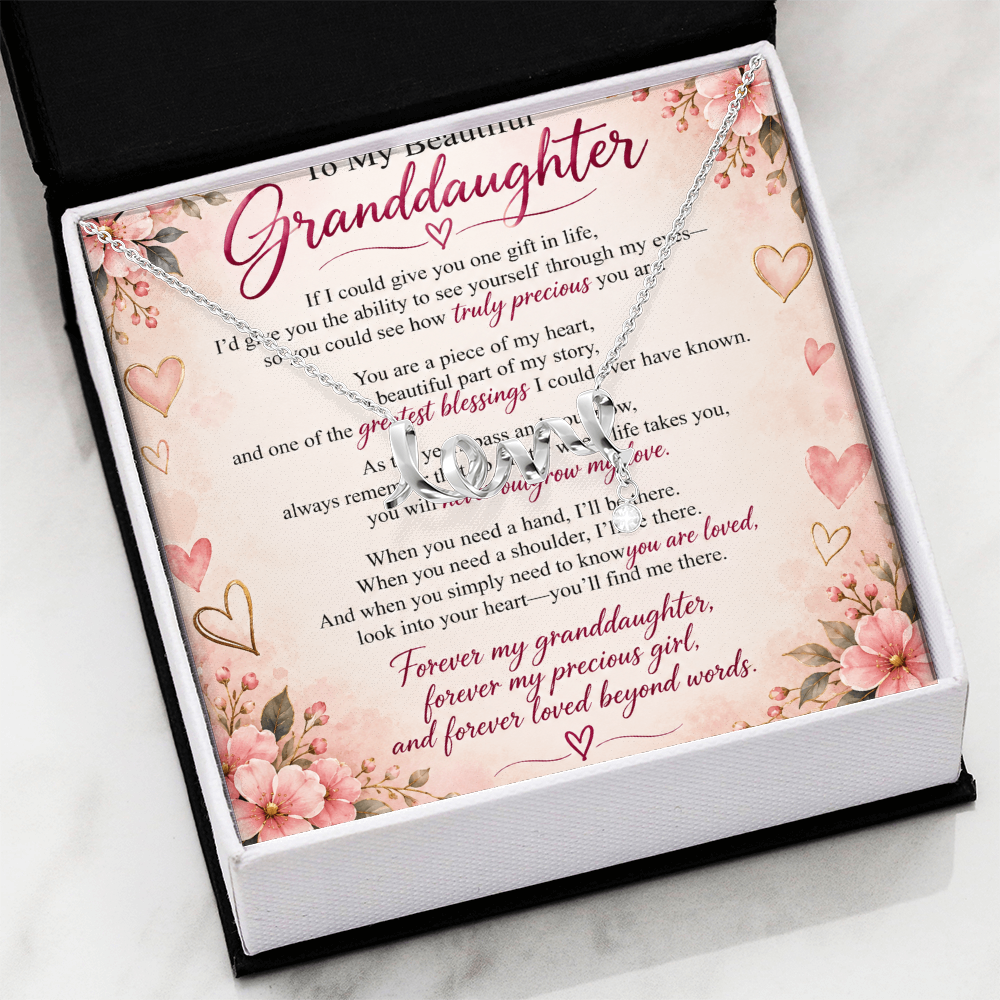 Granddaughter Scripted Love Necklace – Heartfelt Gift from Grandma