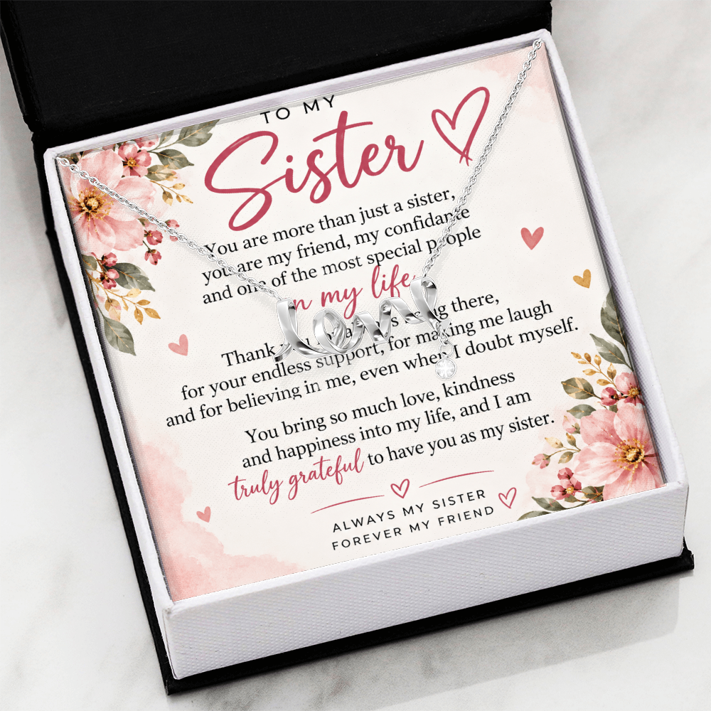 Sister Gift Scripted Love Necklace – Meaningful Jewellery for Her