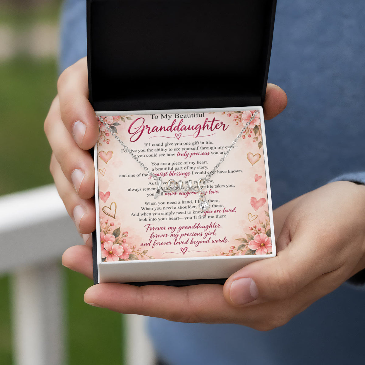 Granddaughter Scripted Love Necklace – Heartfelt Gift from Grandma