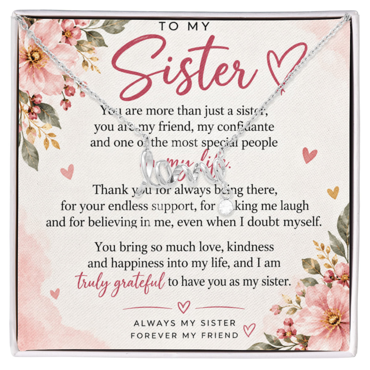 Sister Gift Scripted Love Necklace – Meaningful Jewellery for Her
