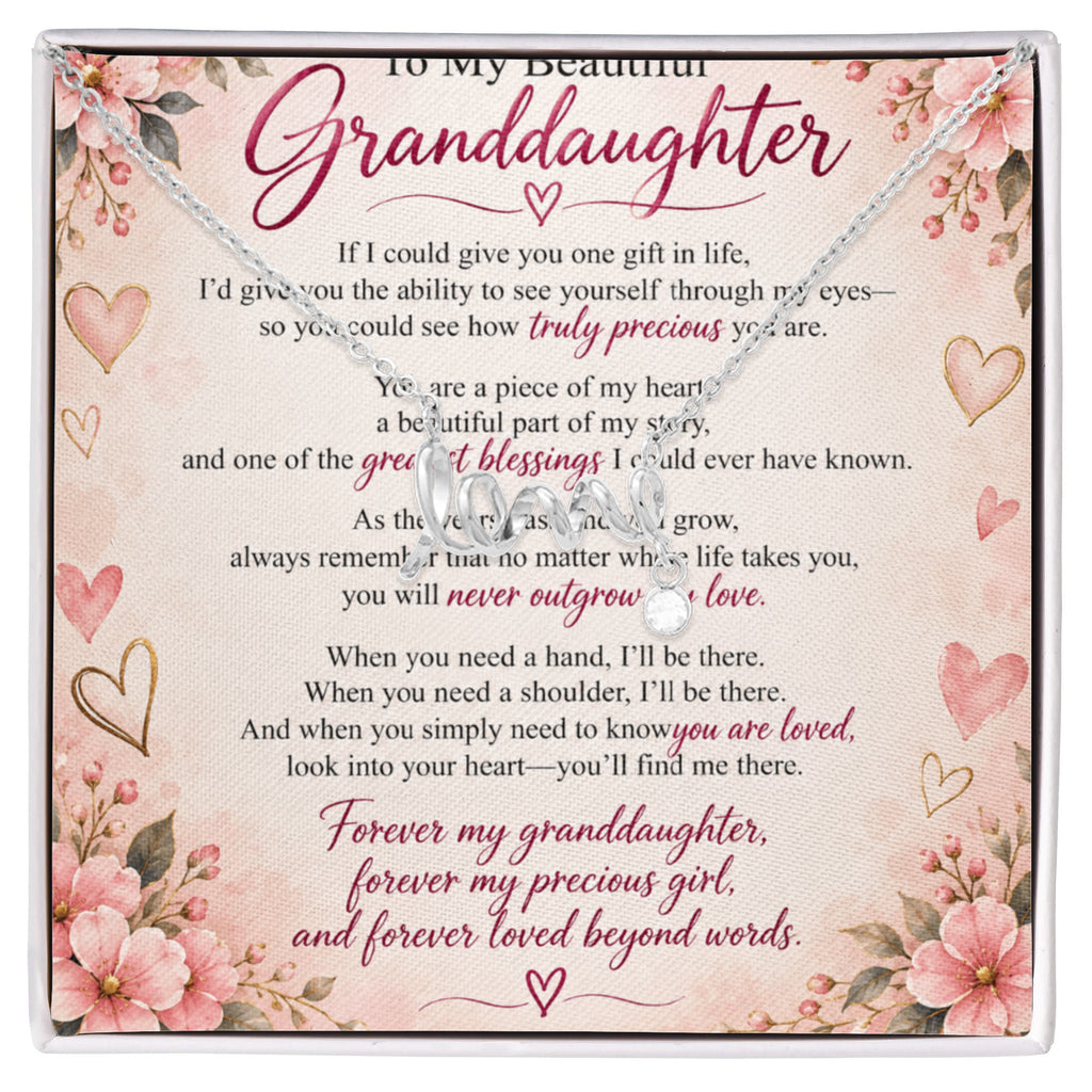 Granddaughter Scripted Love Necklace – Heartfelt Gift from Grandma
