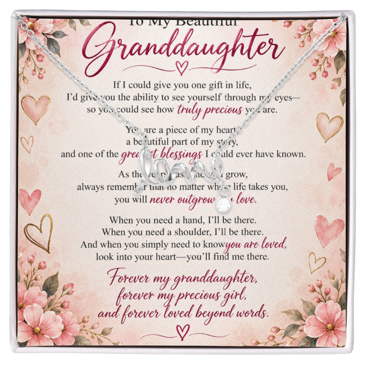 Granddaughter Scripted Love Necklace – Heartfelt Gift from Grandma