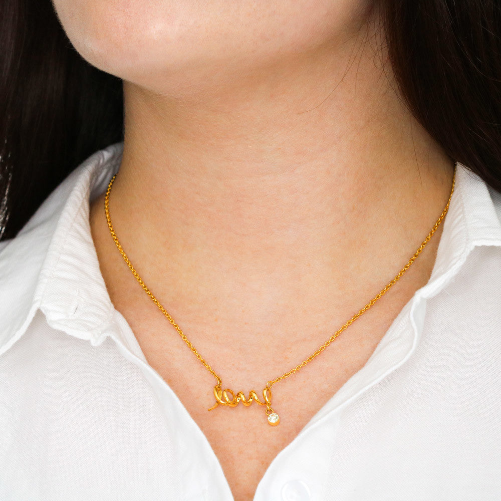 Scripted Love Necklace with Message Card for Mother, Daughter, or Wife