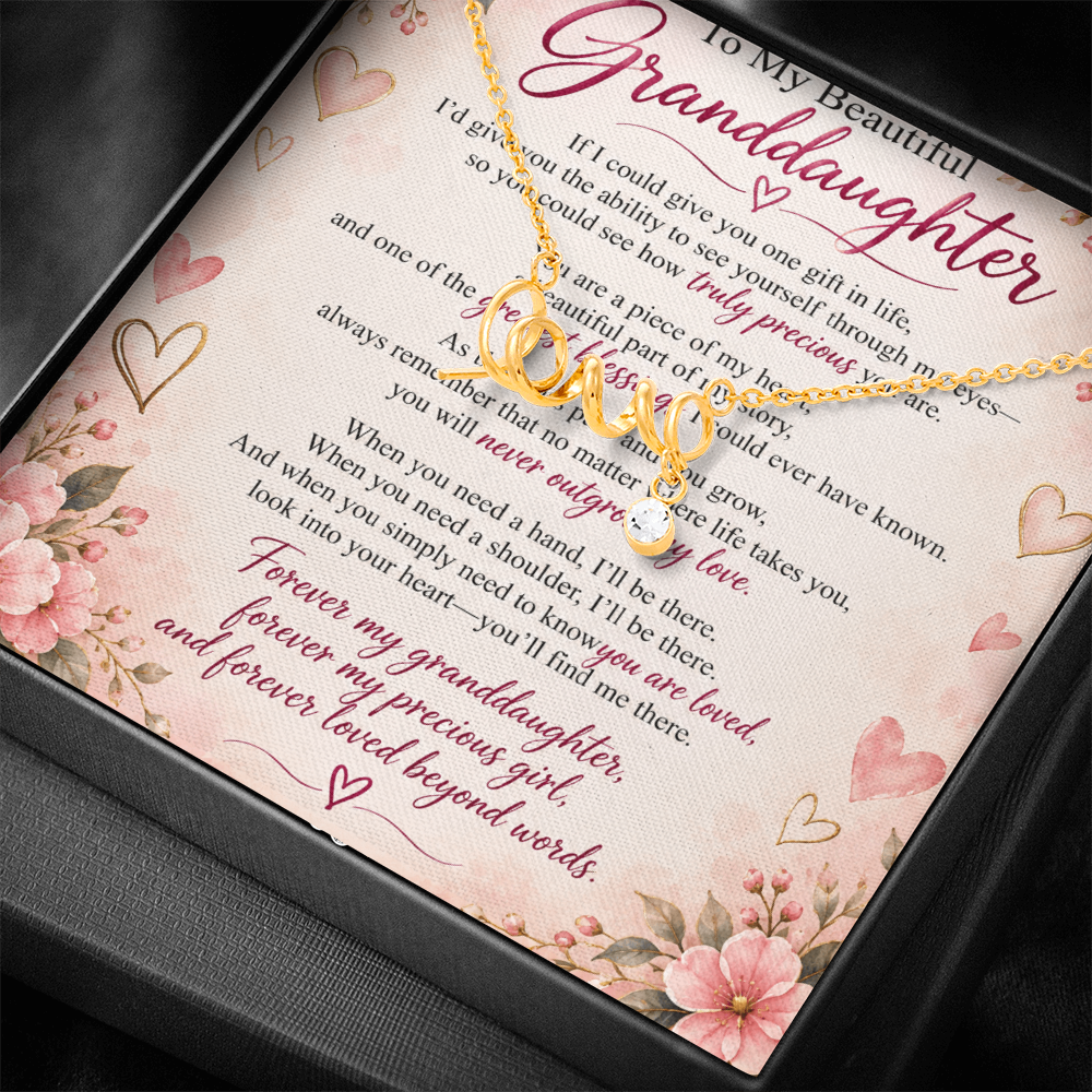 Granddaughter Scripted Love Necklace – Heartfelt Gift from Grandma