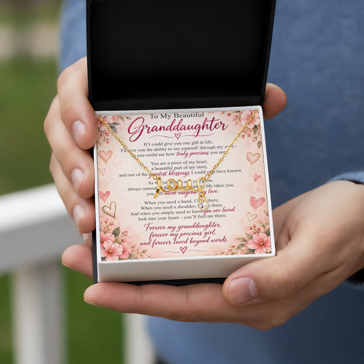 Granddaughter Scripted Love Necklace – Heartfelt Gift from Grandma