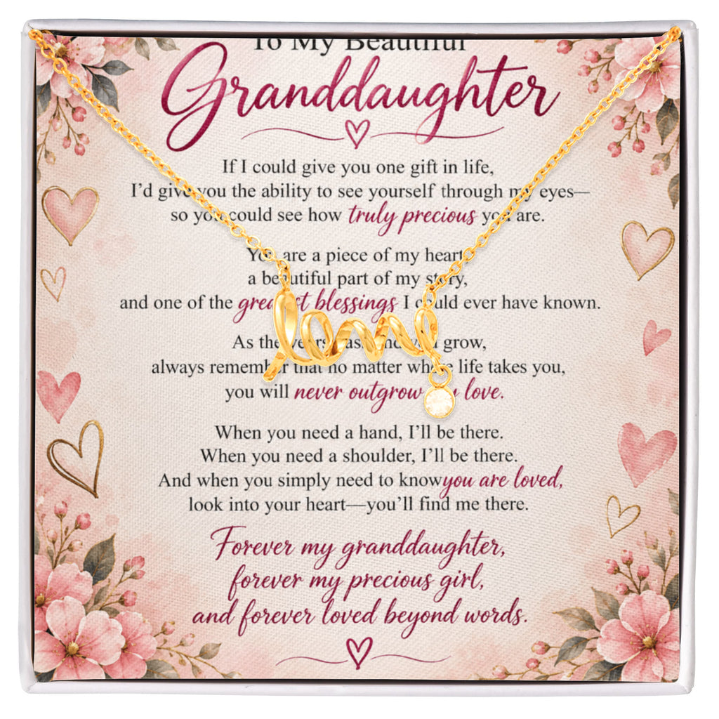 Granddaughter Scripted Love Necklace – Heartfelt Gift from Grandma