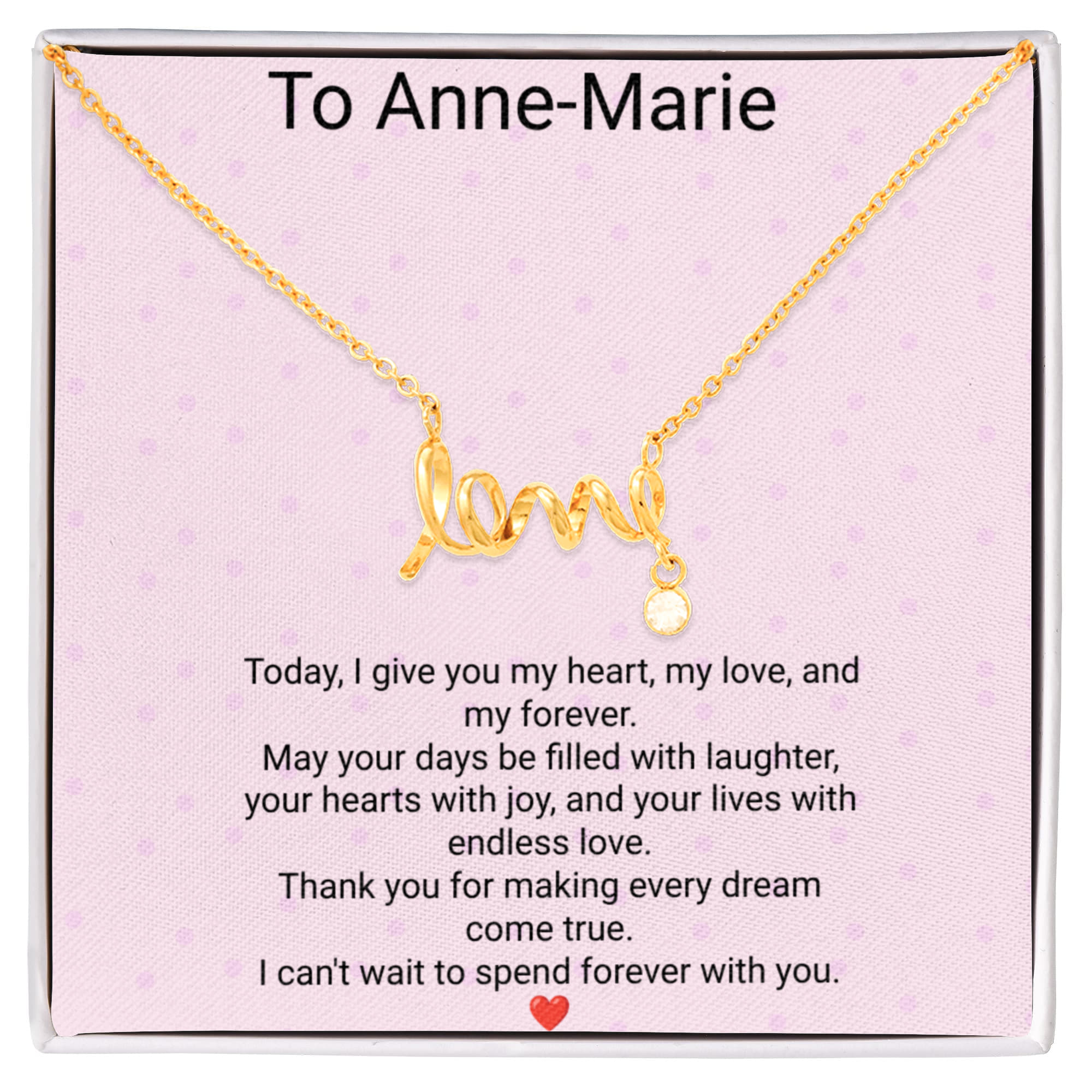 Bride's Scripted Love Necklace – Personalized Wedding Gift with Message Card