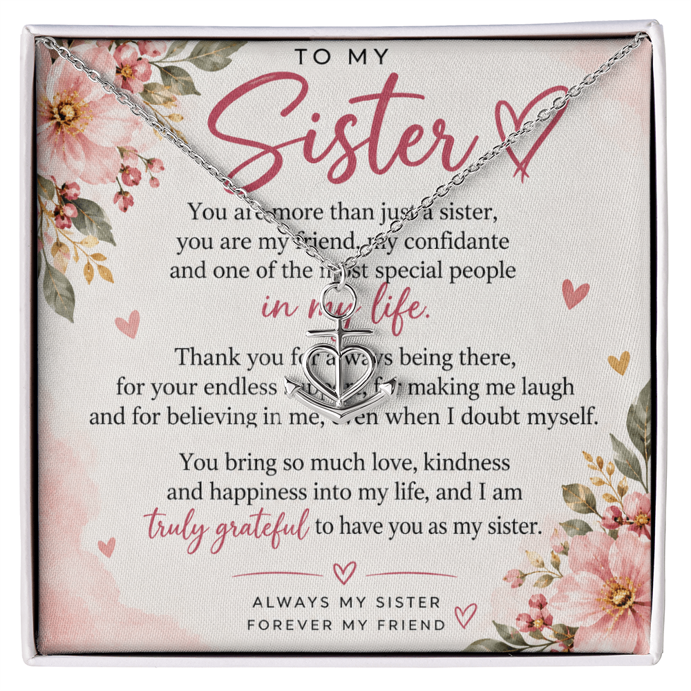 Sister Gift Anchor Pendant Necklace – Meaningful Jewellery for Her