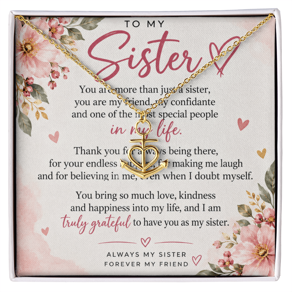 Sister Gift Anchor Pendant Necklace – Meaningful Jewellery for Her