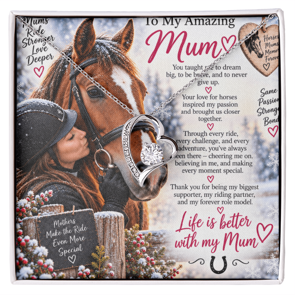 Horse Riding Mum Forever Love Necklace – Personalised Equestrian Gift for Mum