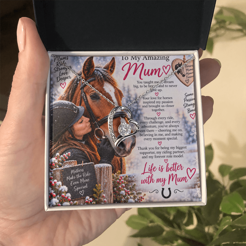 Horse Riding Mum Forever Love Necklace – Personalised Equestrian Gift for Mum