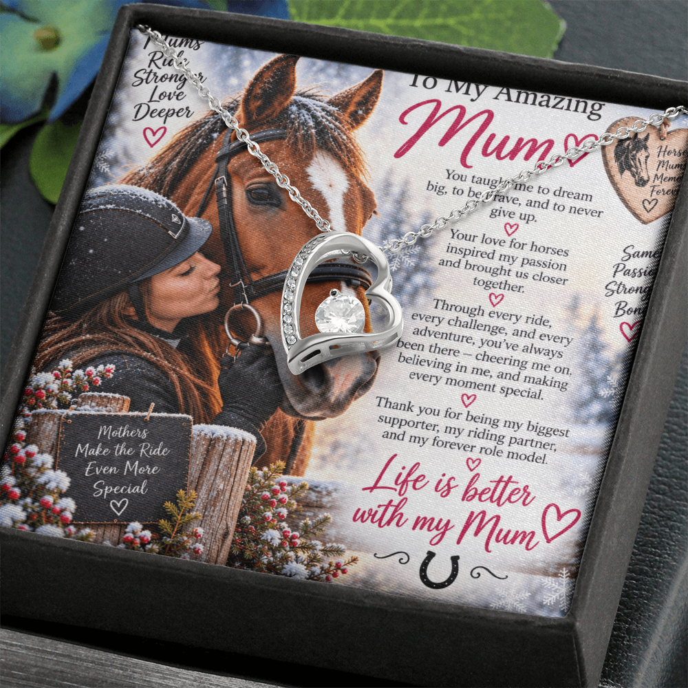 Horse Riding Mum Forever Love Necklace – Personalised Equestrian Gift for Mum